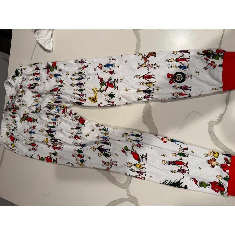 Pottery Barn Kids Dr Seuss The Grinch Christmas Pajamas Adult Large 2pc - Picture 7 of 7